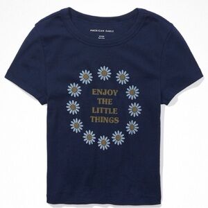 AE Cropped Hey Baby Tee ‘Enjoy The Little Things’ (like new)